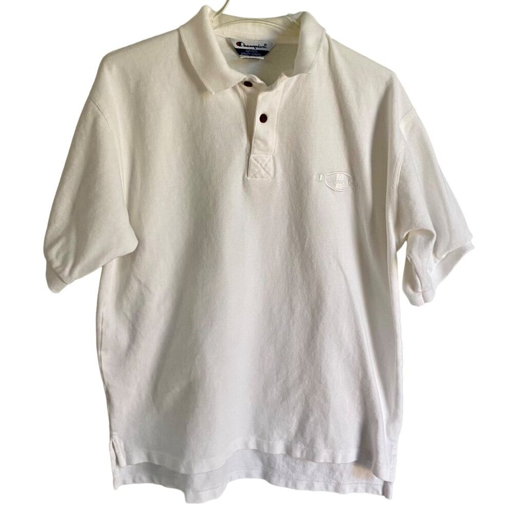 Champion White Cotton Polo Shirt Size Men's Large
